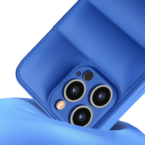 Iphone 14 Pro Max Uyumlu Lens Korumalı Renkli Kapitone Görünüm Puffer Silikon Kılıf - Mavi